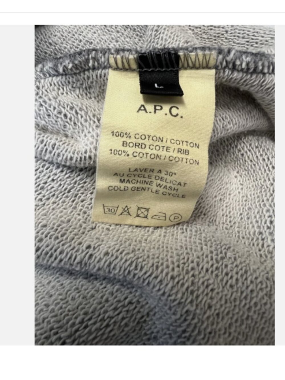 A.P.C. x KANYE WEST Short Sleeve Grey Hoodie Size L - Picture 3 of 4